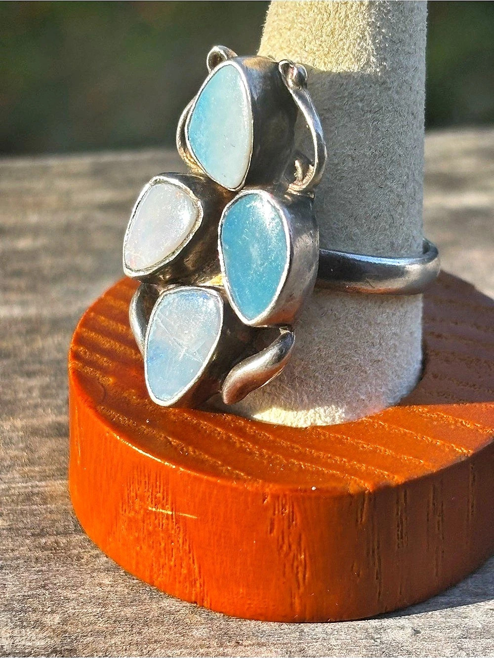 Sterling Silver Blue Opal Statement Ring